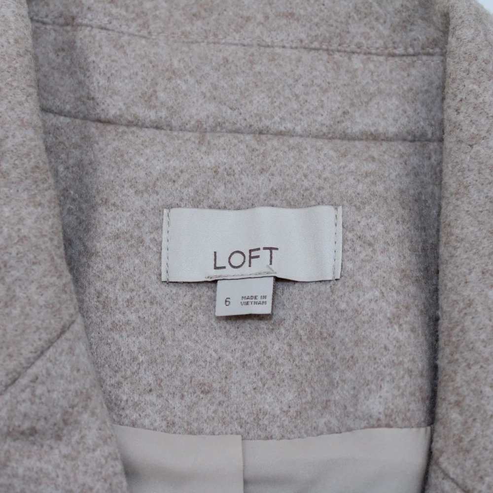 LOFT Cream Pink Herringbone Blazer Size 6 - Picture 6 of 8